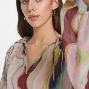 Karen by Simonsen printed  long sleeve blouse psychedelic print   size 38EU